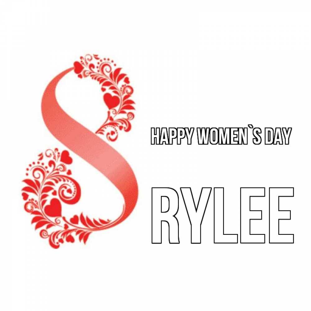 Greetings card с именем, Rylee happy women`s day восьмерка из сердечек и листьев Greetings with text for free download 